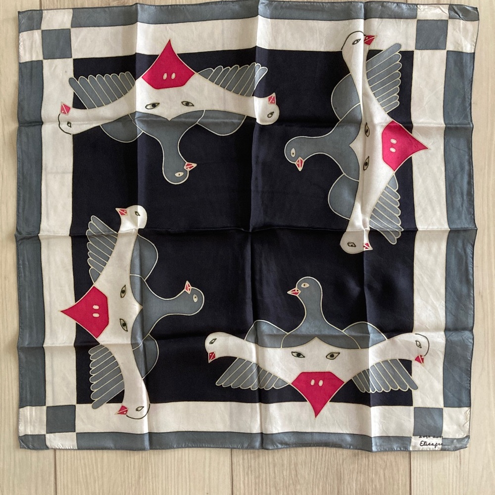 Vintage Hand Painted Silk Scarf by Inuit Artist Elisapee Ishulutaq